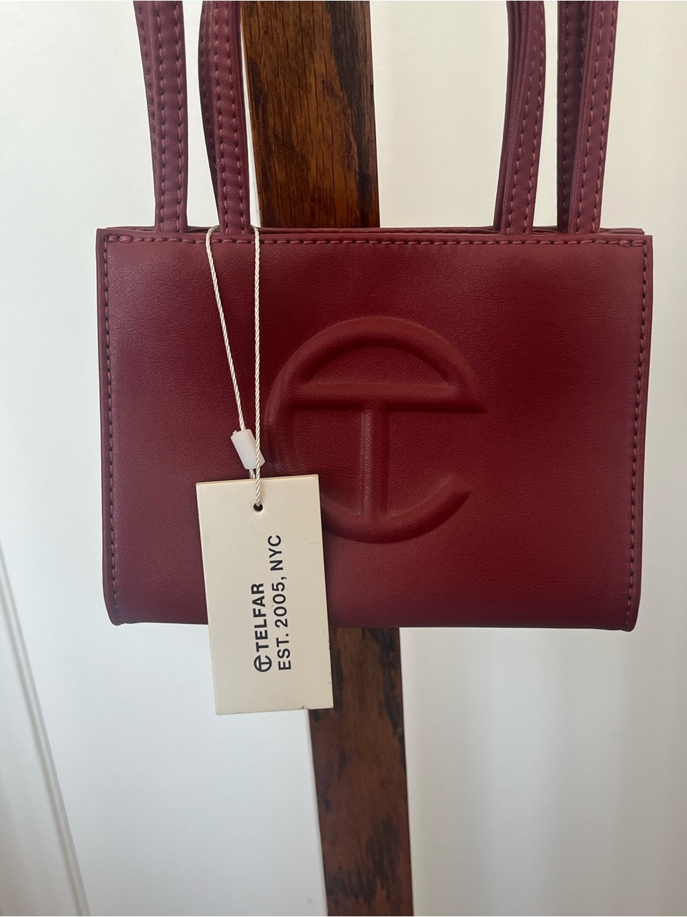 Telfar Mini Shopping Bag in Burgundy Red